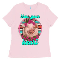 Bubblegum Pink bless your heart pig Ladies Tee - RanaPortraitStore