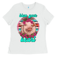 White bless your heart pig Ladies Tee - RanaPortraitStore