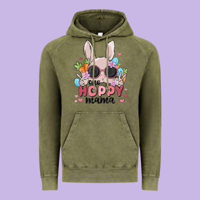 One Hoppy Mama Vintage Hoodie Designed By Maliassmallbusiness