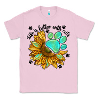 Bubblegum Pink life is better with cats Classic Tee - NancyCooperArtShop