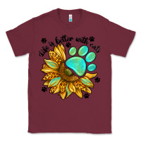 Burgundy life is better with cats Classic Tee - NancyCooperArtShop