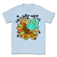 Dusty Blue life is better with cats Classic Tee - NancyCooperArtShop