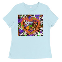 Baby Blue halloween heart Ladies Tee - AdoDesignShop