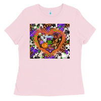 Bubblegum Pink halloween heart Ladies Tee - AdoDesignShop