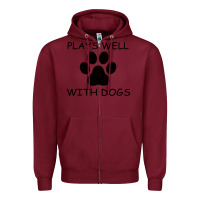 Burgundy Plays Well With Dogs Zipper Hoodie - Bettercallsaul