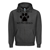 Charcoal Heather Plays Well With Dogs Zipper Hoodie - Bettercallsaul