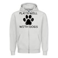 Dove Grey Plays Well With Dogs Zipper Hoodie - Bettercallsaul