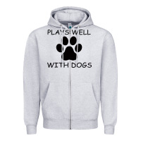 Heather Grey Plays Well With Dogs Zipper Hoodie - Bettercallsaul