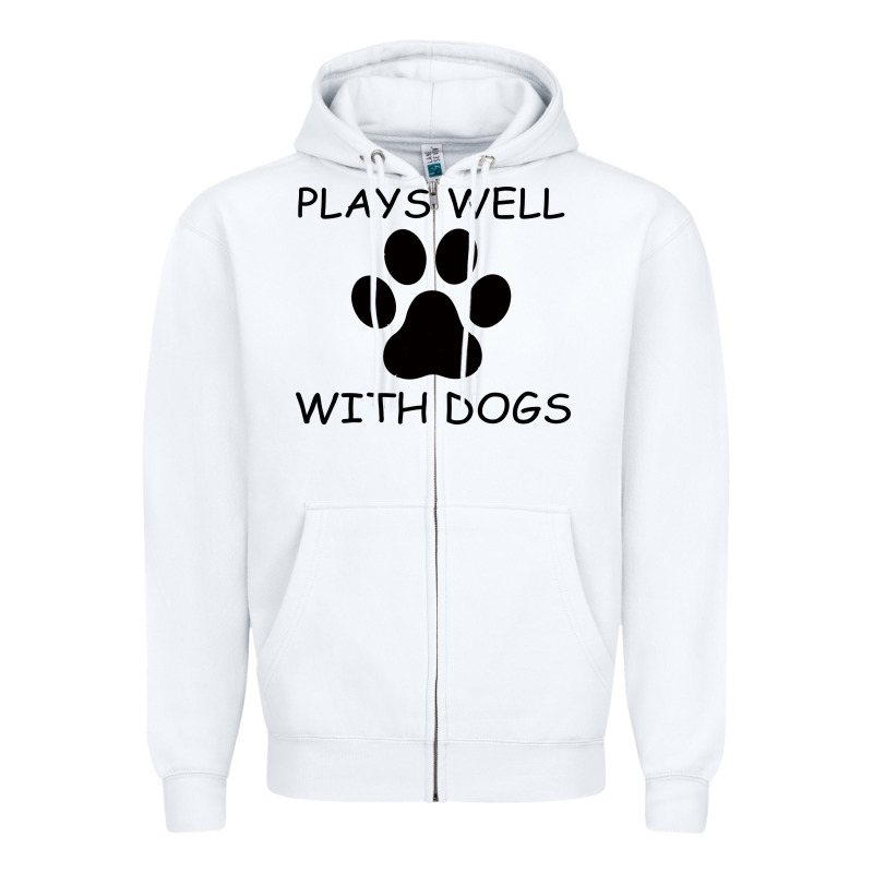 Plays Well With Dogs Zipper Hoodie by Bettercallsaul | Teevron