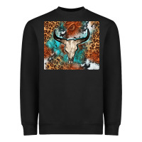 Black Western with bull skull Heavyweight Sweatshirt - NancyCooperArtShop