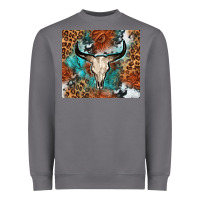 Storm Western with bull skull Heavyweight Sweatshirt - NancyCooperArtShop
