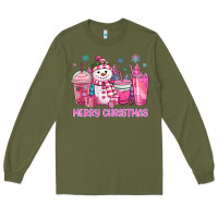 Army Green merry christmas snowman coffee cups Long Sleeve Tee - MaliasSmallBusiness