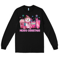 Black merry christmas snowman coffee cups Long Sleeve Tee - MaliasSmallBusiness