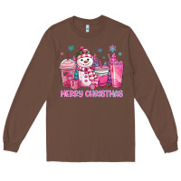 Chestnut merry christmas snowman coffee cups Long Sleeve Tee - MaliasSmallBusiness