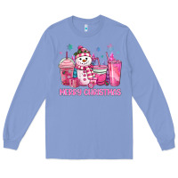 Colony Blue merry christmas snowman coffee cups Long Sleeve Tee - MaliasSmallBusiness