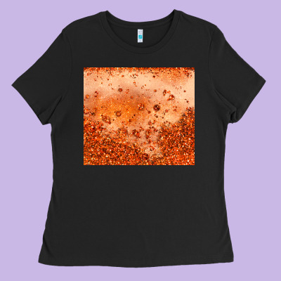 Orange Glitter Tumbler Ladies Tee Designed By Jahusdesignshop