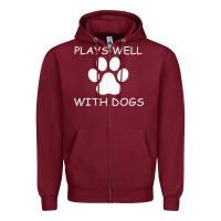 Burgundy Plays Well With Dogs Zipper Hoodie - Bettercallsaul