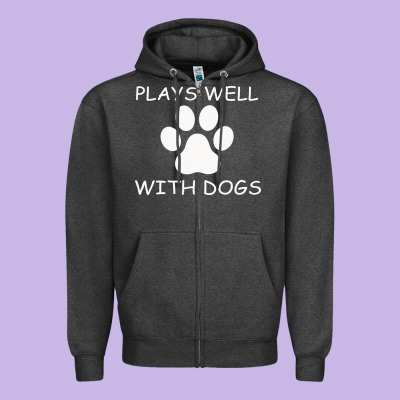 Plays Well With Dogs Zipper Hoodie Designed By Bettercallsaul