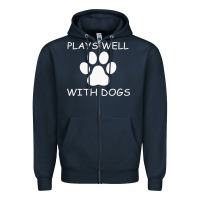 Navy Plays Well With Dogs Zipper Hoodie - Bettercallsaul
