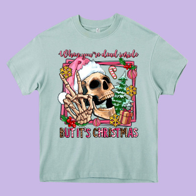 When You're Dead Inside But It's Christmas Heavy Core Tee Designed By Adodesignshop