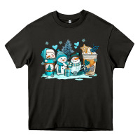 Asphalt winter snowman coffee cups Heavy Core Tee - AdoDesignShop