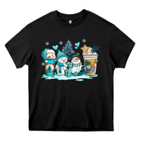 Black winter snowman coffee cups Heavy Core Tee - AdoDesignShop