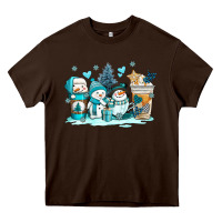 Chocolate Brown winter snowman coffee cups Heavy Core Tee - AdoDesignShop