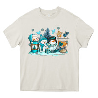 Cream winter snowman coffee cups Heavy Core Tee - AdoDesignShop