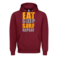 Burgundy eat sleep surf repeat Zipper Hoodie - Bettercallsaul