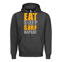 Charcoal Heather eat sleep surf repeat Zipper Hoodie - Bettercallsaul