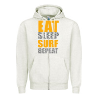 Oatmeal Heather eat sleep surf repeat Zipper Hoodie - Bettercallsaul