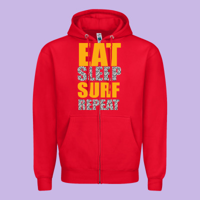 Eat Sleep Surf Repeat Zipper Hoodie Designed By Bettercallsaul