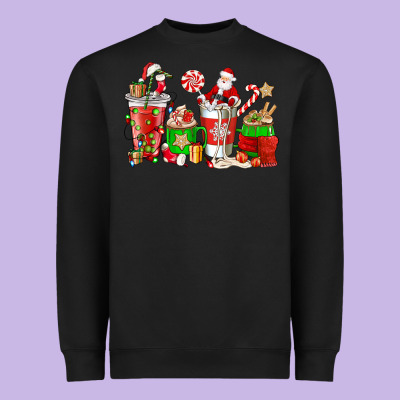 Santa Coffee Cups Heavyweight Sweatshirt Designed By Nancycooperartshop