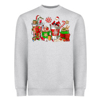 Heather Grey Santa coffee cups Heavyweight Sweatshirt - NancyCooperArtShop