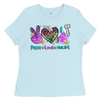 Baby Blue peace love nail art Ladies Tee - AdoDesignShop
