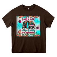 Chocolate Brown just a girl who loves camping Heavy Core Tee - JahusDesignShop