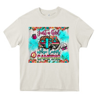 Cream just a girl who loves camping Heavy Core Tee - JahusDesignShop