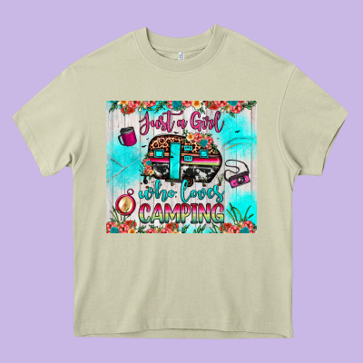 Just A Girl Who Loves Camping Heavy Core Tee Designed By Jahusdesignshop