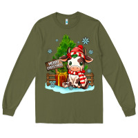 Army Green merry christmas cow Long Sleeve Tee - MaliasSmallBusiness