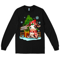 Black merry christmas cow Long Sleeve Tee - MaliasSmallBusiness