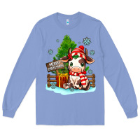 Colony Blue merry christmas cow Long Sleeve Tee - MaliasSmallBusiness