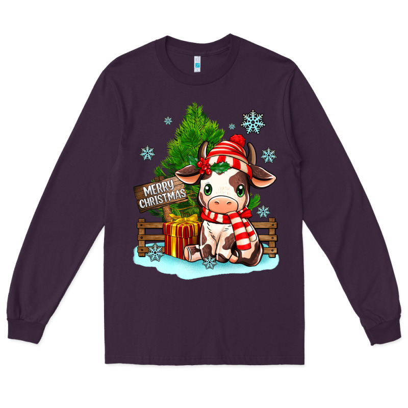 Merry Christmas Cow Long Sleeve Tee by MaliasSmallBusiness | Teevron