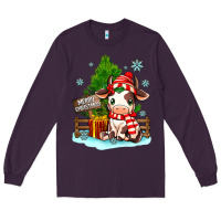 Plum merry christmas cow Long Sleeve Tee - MaliasSmallBusiness