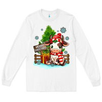 White merry christmas cow Long Sleeve Tee - MaliasSmallBusiness