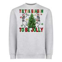 Heather Grey Tis' the season to be Jolly Heavyweight Sweatshirt - NancyCooperArtShop