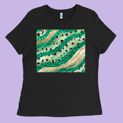Green Glitter Ladies Tee Designed By Jahusdesignshop