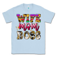 Dusty Blue wife mom boss daisy Classic Tee - NancyCooperArtShop