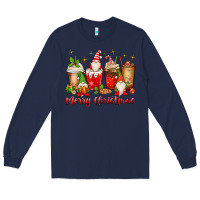 Navy merry christmas gnomes coffee cups Long Sleeve Tee - MaliasSmallBusiness