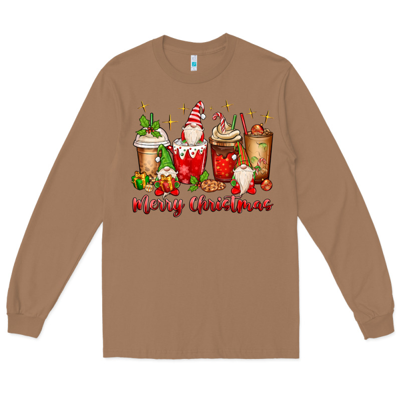 Merry Christmas Gnomes Coffee Cups Long Sleeve Tee by MaliasSmallBusiness | Teevron