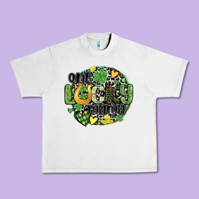 One Lucky Mama Urban Heavy Tee Designed By Maliassmallbusiness